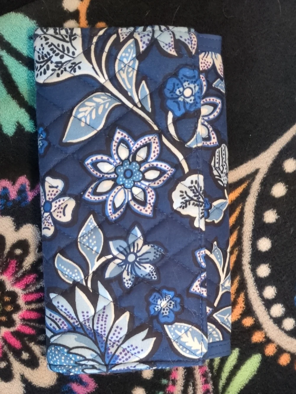 Vera Bradley Blue Floral Quilted Clutch Wallet Wristlet Tropics Tapestry - Picture 3 of 7